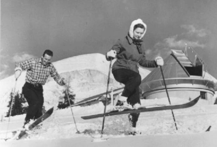 1940s: Walt and Janet Enjoying fresh snow around the Climax Observatory.