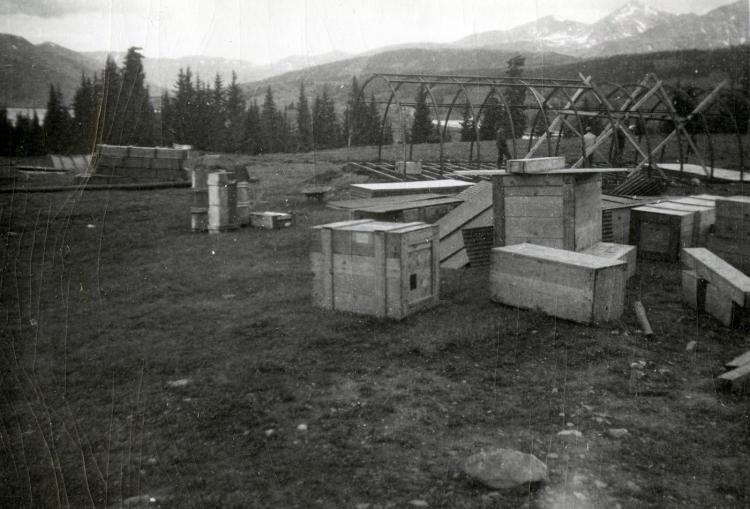The new site at Chalk mountain was found and prepared beginning in 1949. In 1952, the observatory facilities were moved 5 miles to the west from the original site to avoid the impact of airborne particulate matter produced by the neighboring mining operations at Climax Molybdenum Company.