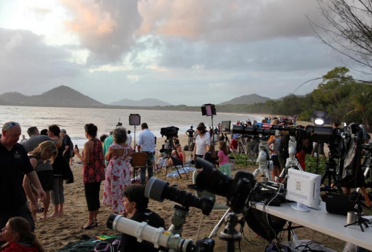 The Eclipse Megamovie Project brings people together to share their solar eclipse images and experiences. The project invites the public, via common technologies, to share their total solar eclipse images at the project website (https://eclipsemegamovie.org/). Using the many contributed images, ultra-high time resolution movies of total solar eclipses will be created. These movies will open the door to learning about the Sun's corona, solar physics, and orbits of the Earth and Moon around the Sun. The November, 2012 eclipse in northern Australia was the first event, designed to test the concept. “The early morning sky was cloudy to the point where we missed 'first contact', the time at which the Moon starts to block out the Sun,” said HAO's Scott McIntosh, who is heading up the Eclipse Megamovie Project with colleagues at NCAR and the University of California, Berkeley. This scientific cliffhanger had a happy ending: the clouds parted just before totality, allowing people on hand to witness the Sun fully obscured by the Moon above the Coral Sea for about two minutes. The Australian was the first of several solar eclipse opportunities, which culminated in August of 2017 when tens of millions of Americans—from Oregon on the west coast to South Carolina on the east—will had an outstanding opportunity to view a total solar eclipse. This extensive land-based total eclipse event provided the opportunity to assemble a very large number of images—obtained by observers all along the path—into a continuous record of chromospheric and coronal evolution lasting an hour and a half!