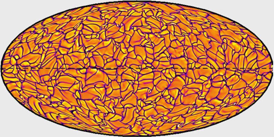 Convective patterns in a computer simulation of solar convection